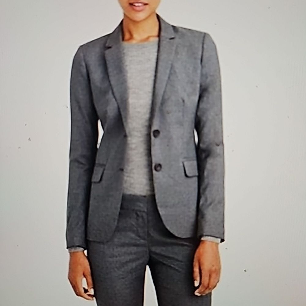 - J. Crew Gray Career Super 120's Wool Blazer Size 4